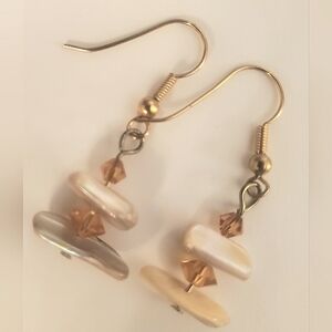 Handmade semiprecious drop earrings baroque freshwater pearl